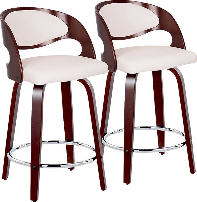 Tescord II White Swivel Counter Height Stool, Set of 2 - Thumbnail - Image 1