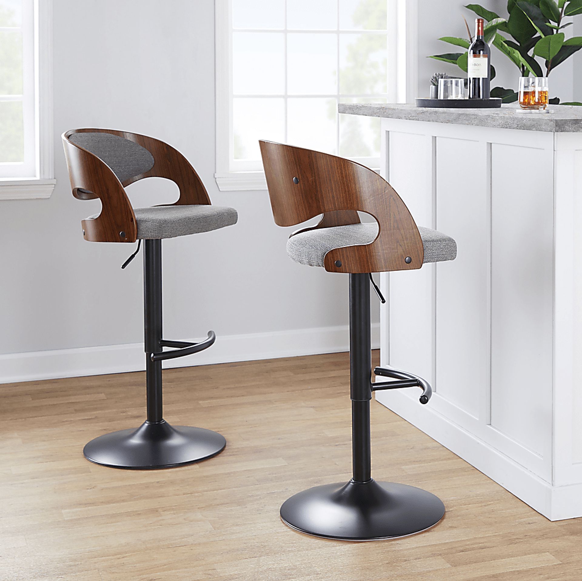 Tescord III Charcoal Adjustable Barstool, Set of 2 - Image 2