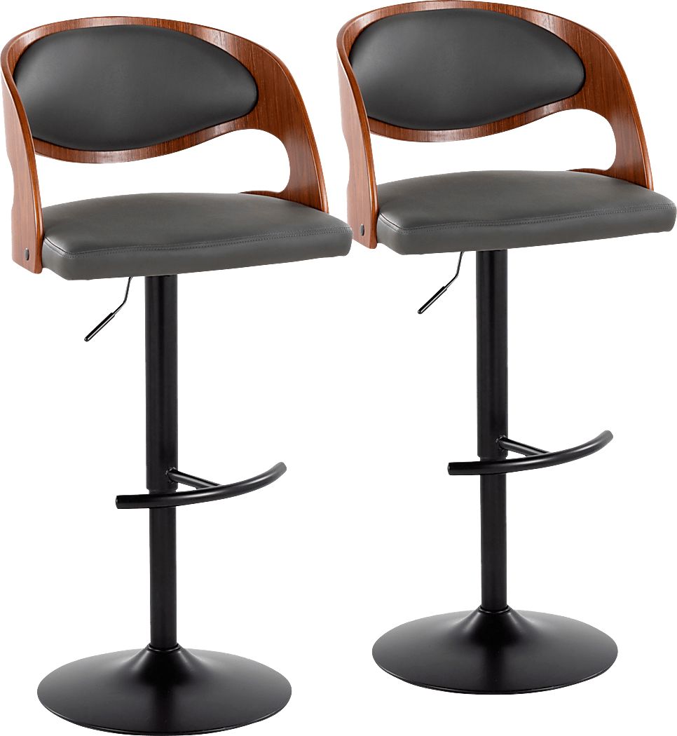 Tescord III Charcoal Adjustable Barstool, Set of 2