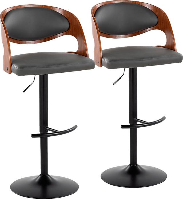 Tescord III Charcoal Adjustable Barstool, Set of 2 - Thumbnail - Image 1