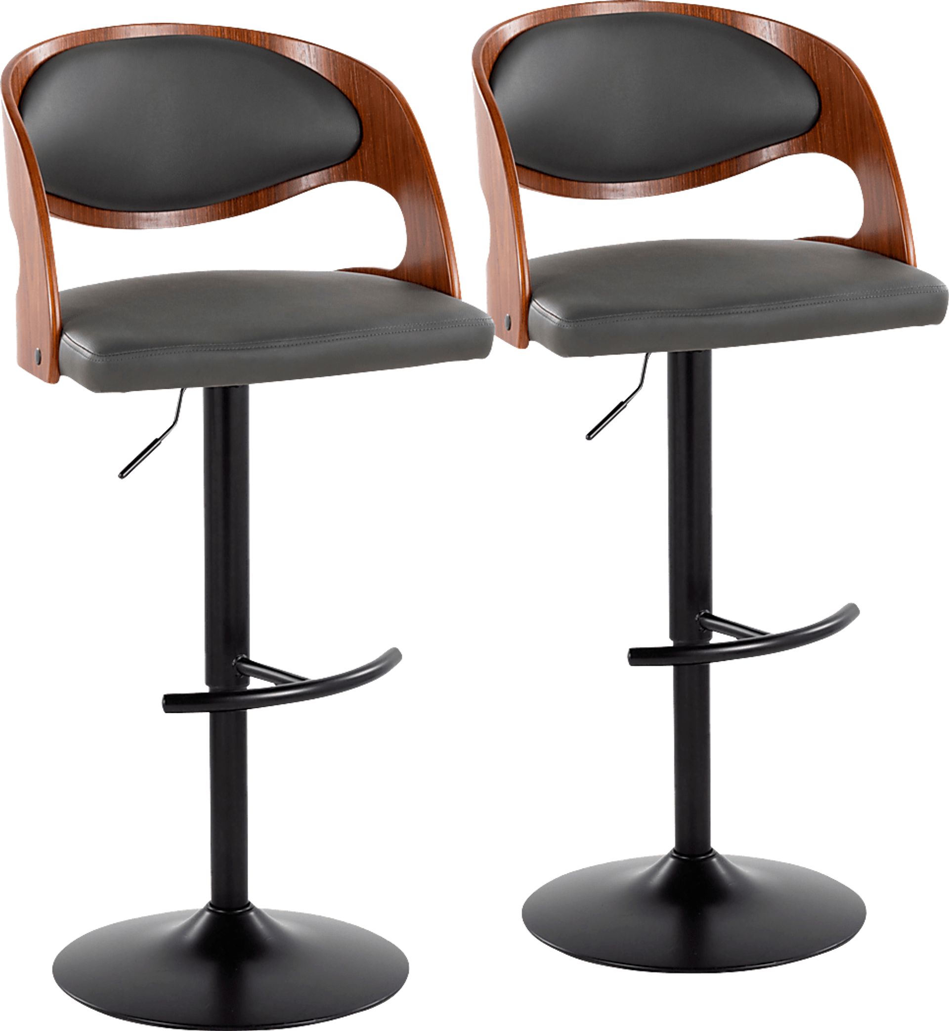 Tescord III Charcoal Adjustable Barstool, Set of 2 - Image 1