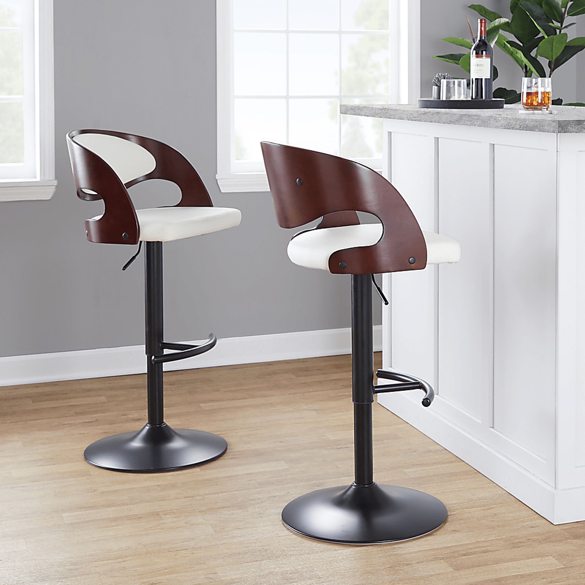 Tescord III White Adjustable Barstool, Set of 2 - Image 2