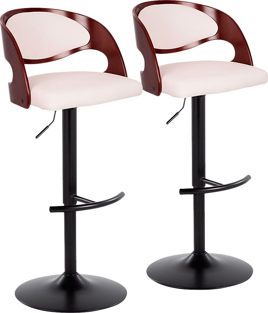 Tescord III White Adjustable Barstool, Set of 2