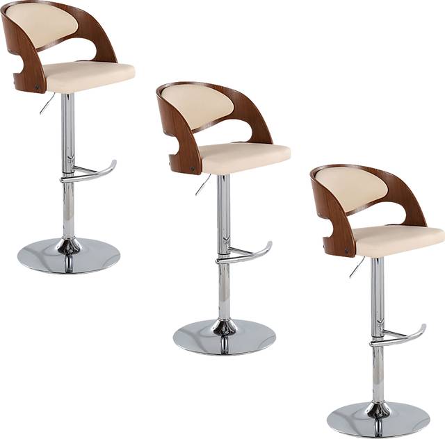 Tescord IV Cream Adjustable Swivel Barstool, Set of 3 - Thumbnail - Image 1