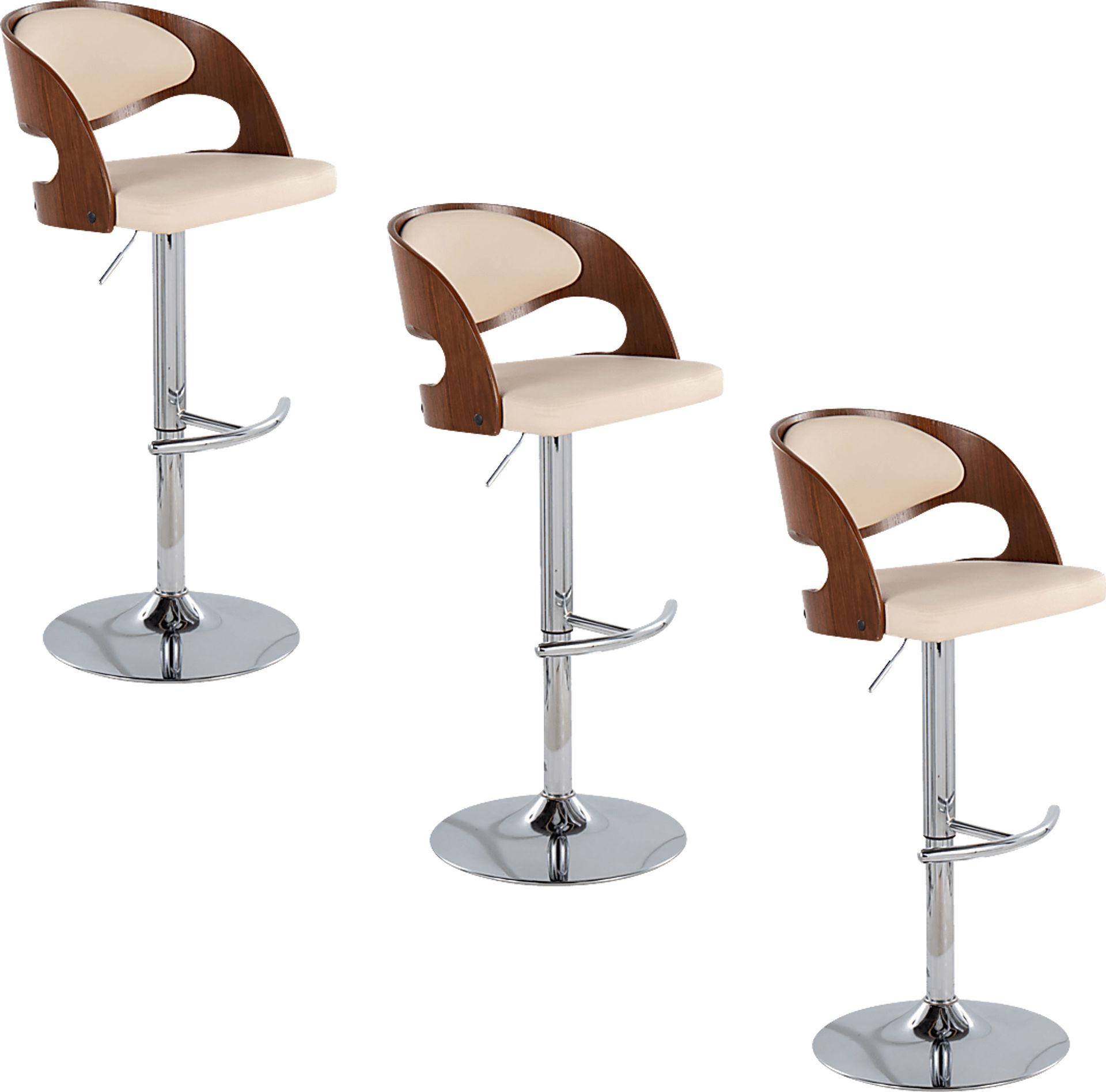 Tescord IV Cream Adjustable Swivel Barstool, Set of 3 - Image 1