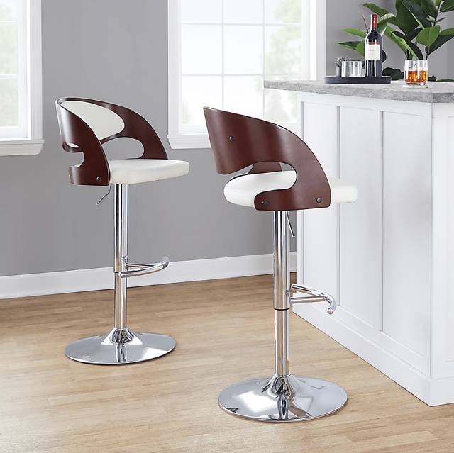 Tescord IV White Adjustable Barstool, Set of 2 - Thumbnail - Image 3