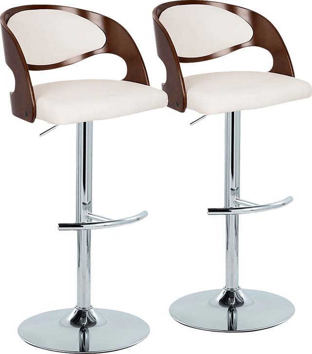 Tescord IV White Adjustable Barstool, Set of 2 - Thumbnail - Image 1