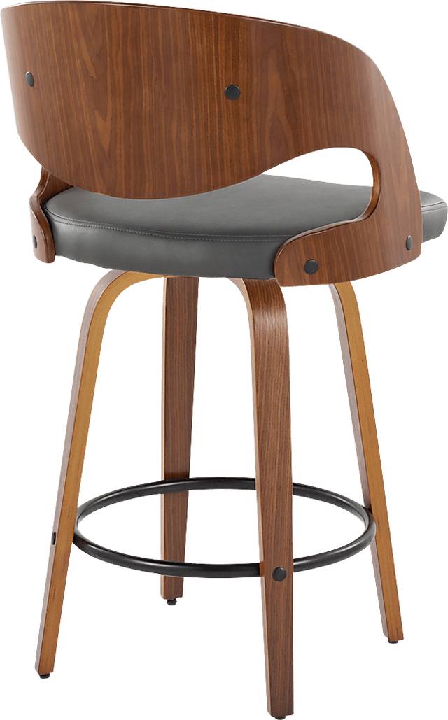 Tescord V Charcoal Swivel Counter Height Stool, Set of 2 - Thumbnail - Image 6
