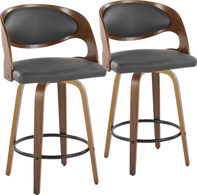 Tescord V Charcoal Swivel Counter Height Stool, Set of 2 - Thumbnail - Image 1