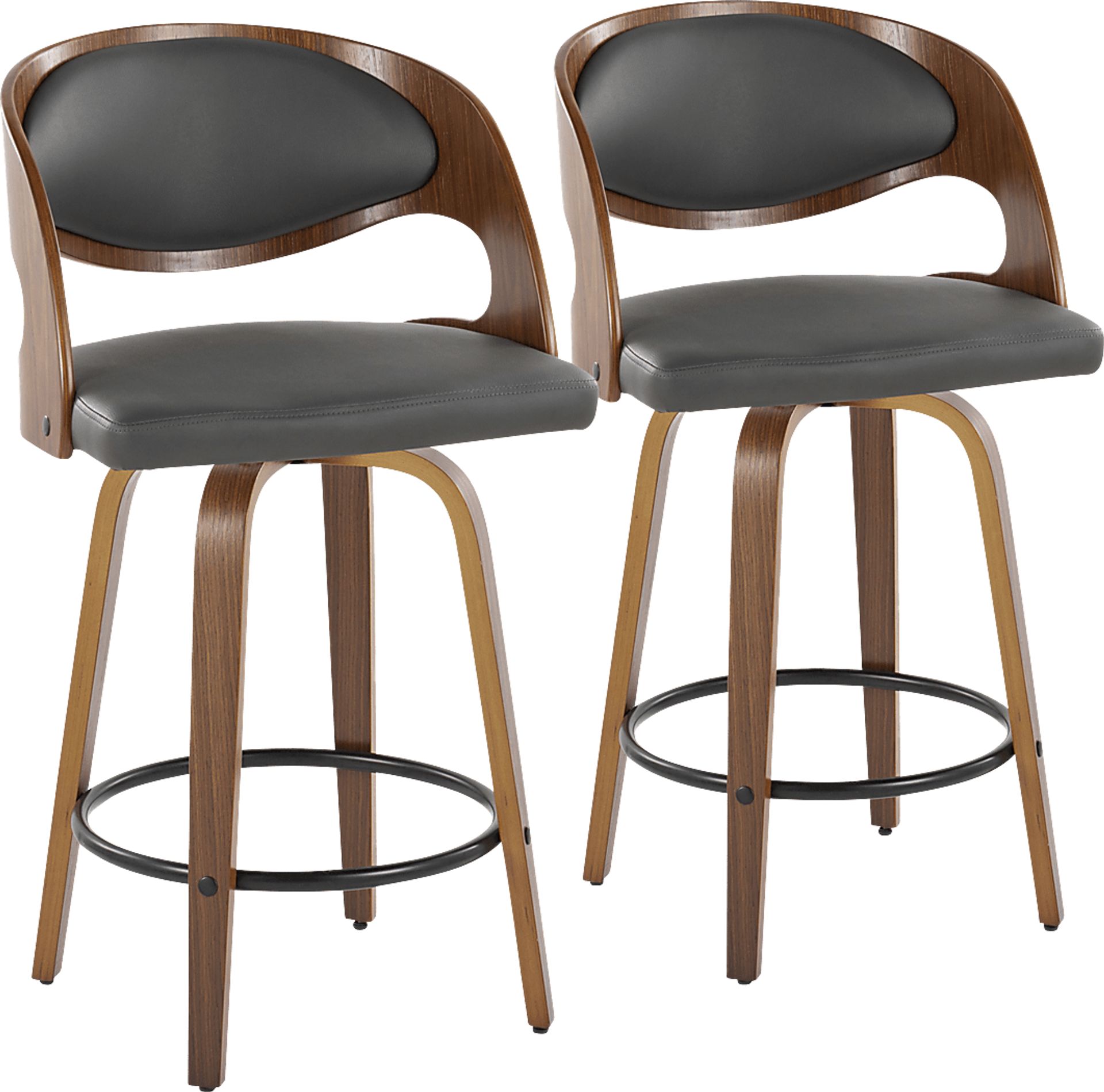 Tescord V Charcoal Swivel Counter Height Stool, Set of 2 - Image 1