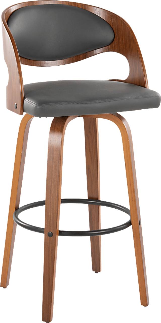 Tescord V Charcoal Swivel Barstool, Set of 2 - Thumbnail - Image 4