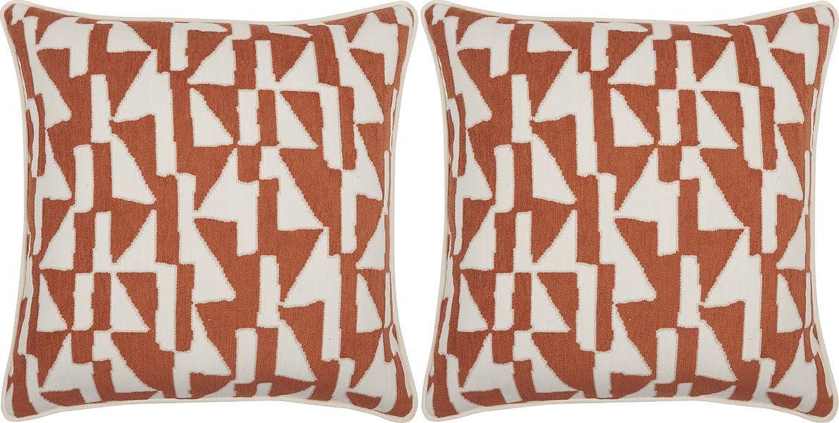 Tessa Peak Terracotta Orange Outdoor Set Of 2 Accent Pillows