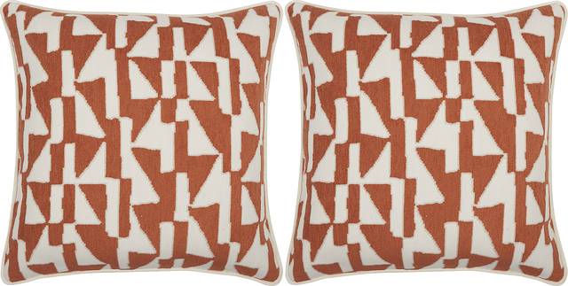 Tessa Peak Terracotta Indoor/Outdoor Accent Pillow, Set of Two - Thumbnail - Image 1