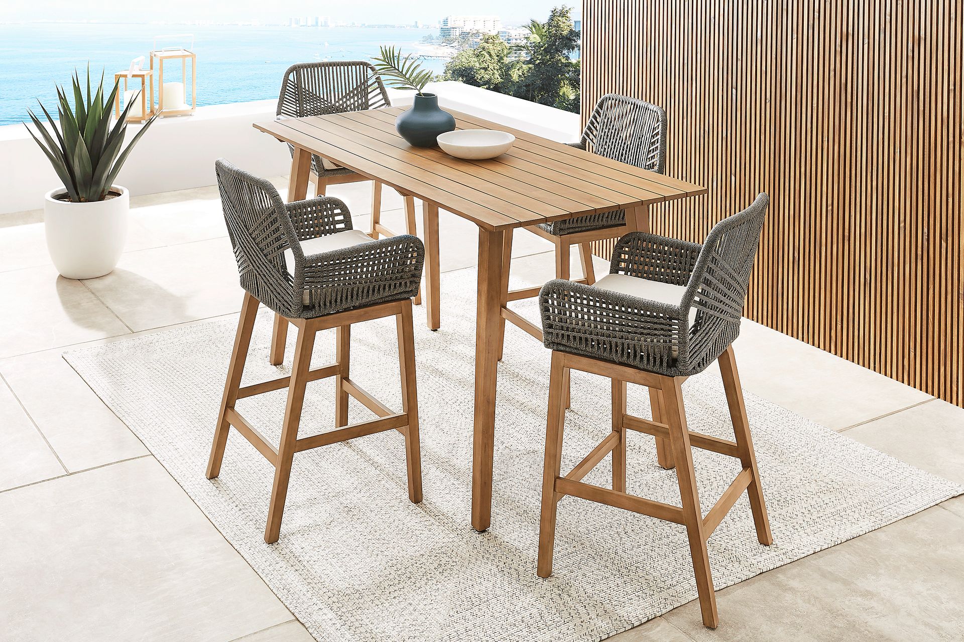 Tessere Gray Outdoor Barstool - Image 2
