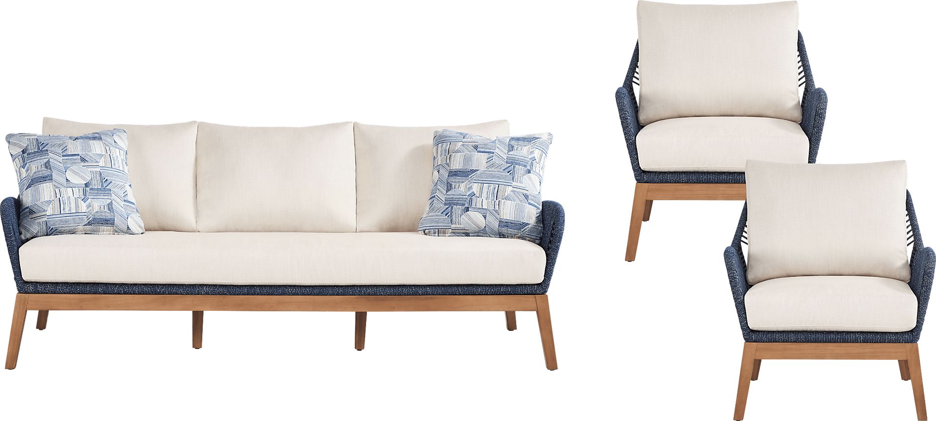 Tessere Blue 3 Pc Outdoor Seating Set - Image 1