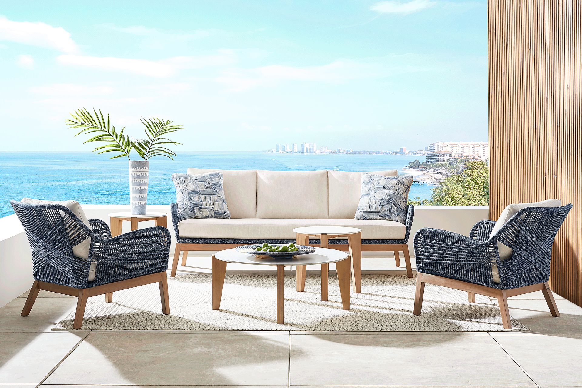 Tessere Blue 5 Pc Outdoor Seating Set - Image 1