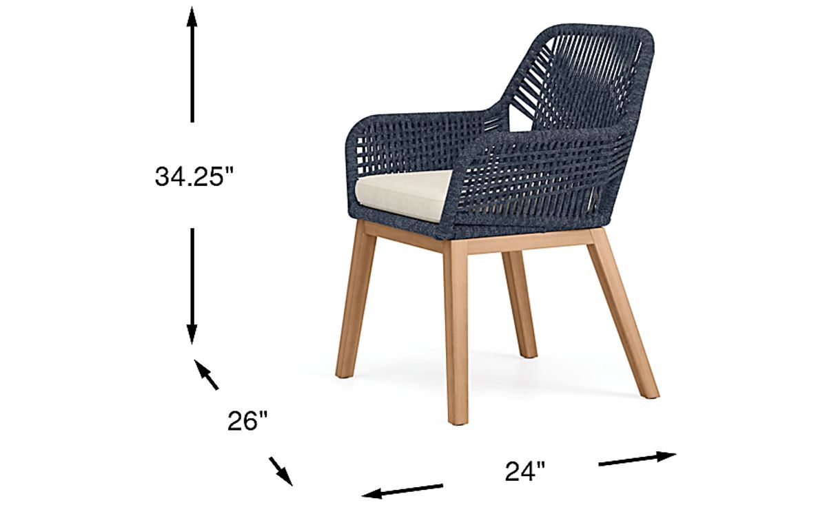 Tessere Natural Light Wood Blue Outdoor Arm Chair | Rooms to Go
