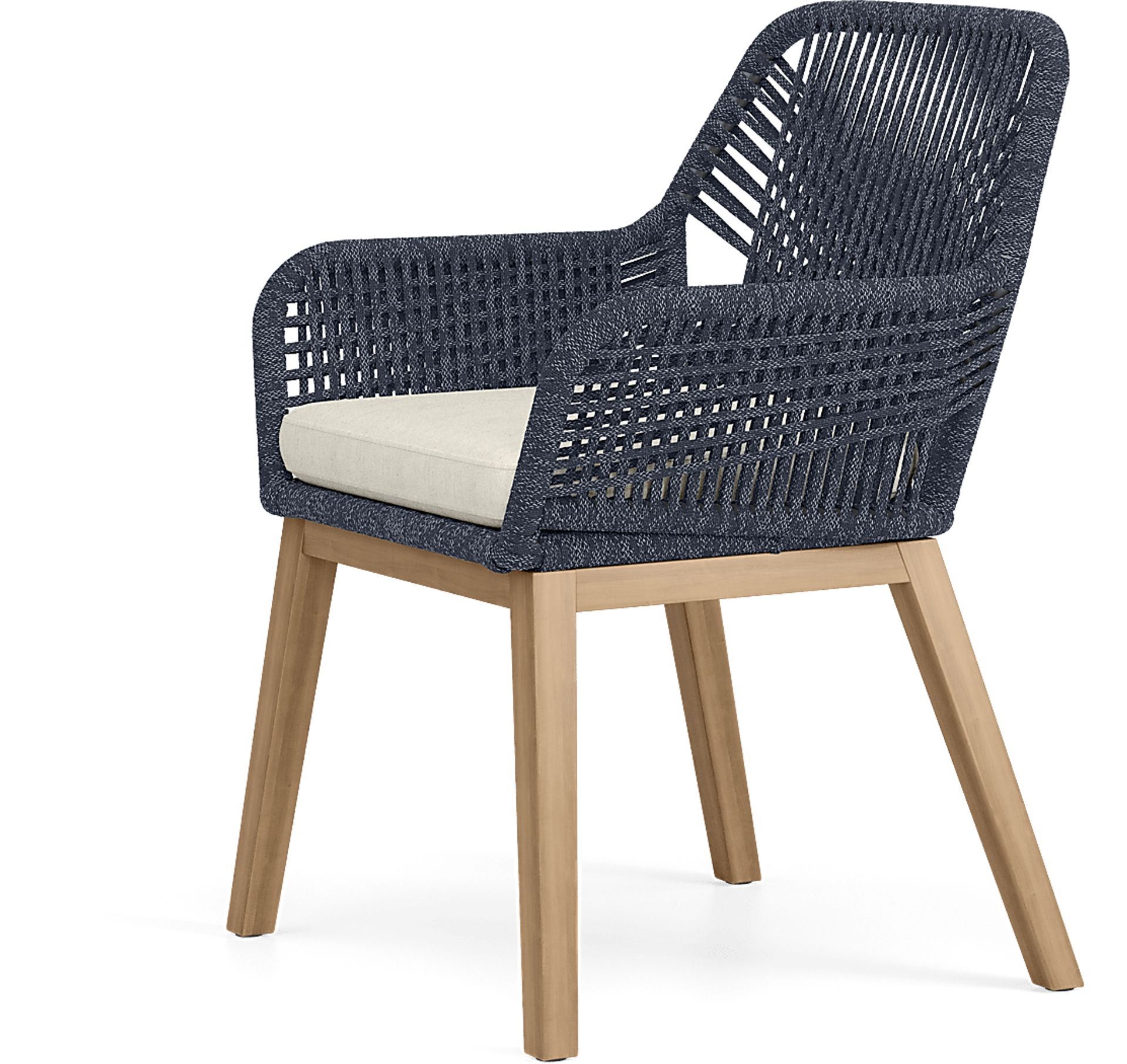 Tessere Natural 5 Pc Outdoor Dining Set with Blue Arm Chairs - Image 8