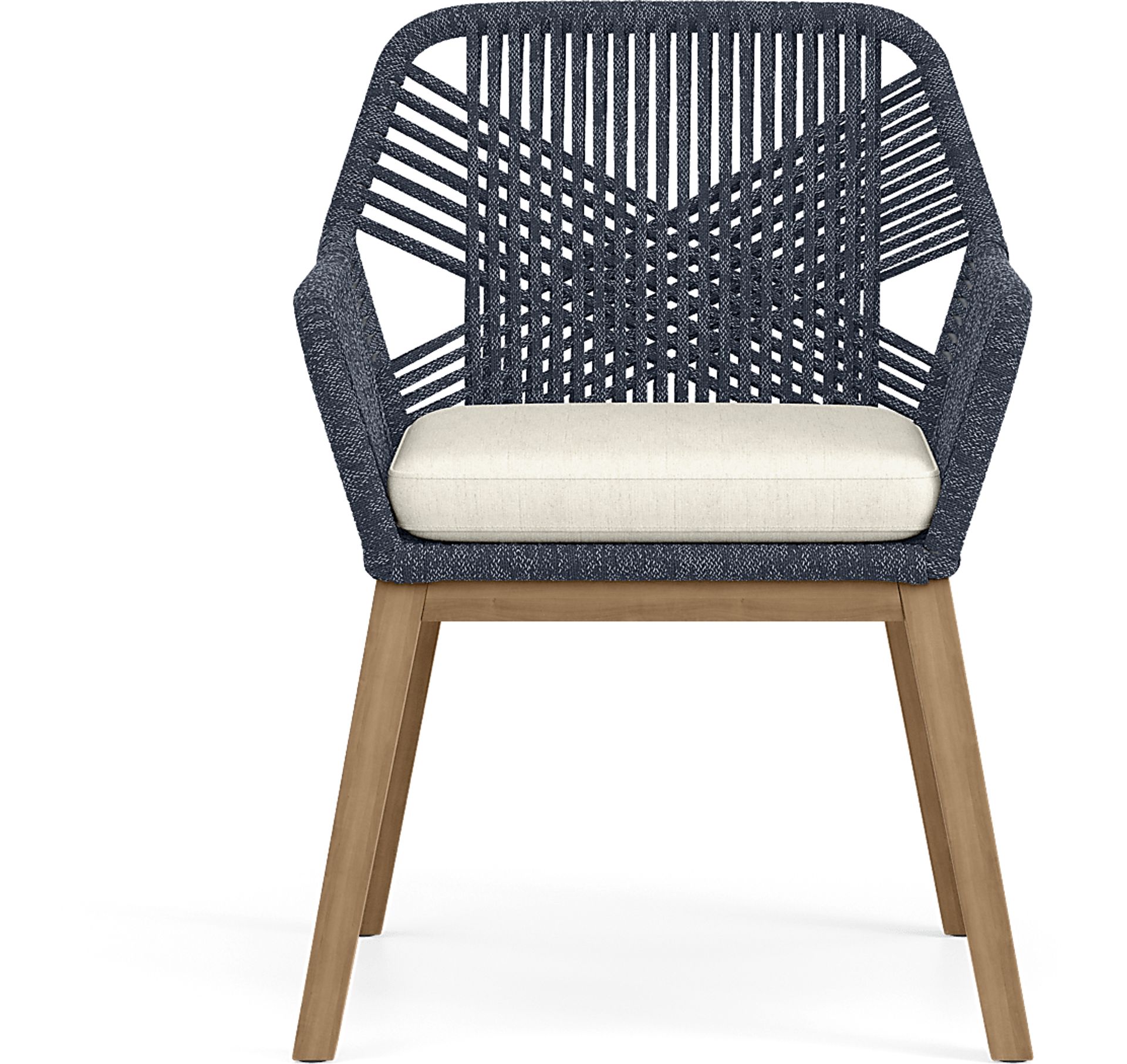 Tessere Natural 5 Pc Outdoor Dining Set with Blue Arm Chairs - Image 9