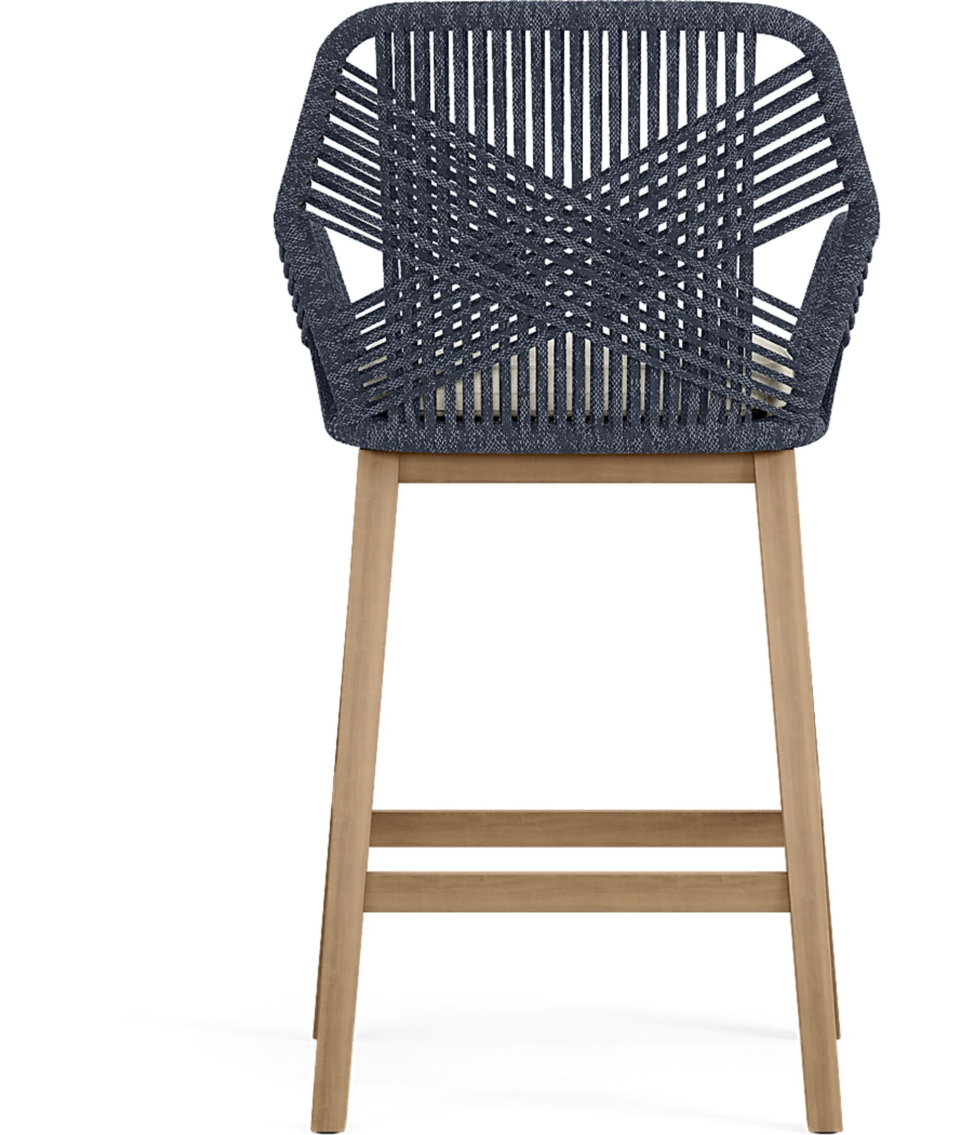 Tessere Natural 7 Pc Bar Height Outdoor Dining Set with Blue Barstools - Image 9