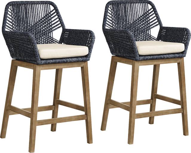 Tessere Blue Outdoor Barstool, Set of Two - Thumbnail - Image 1