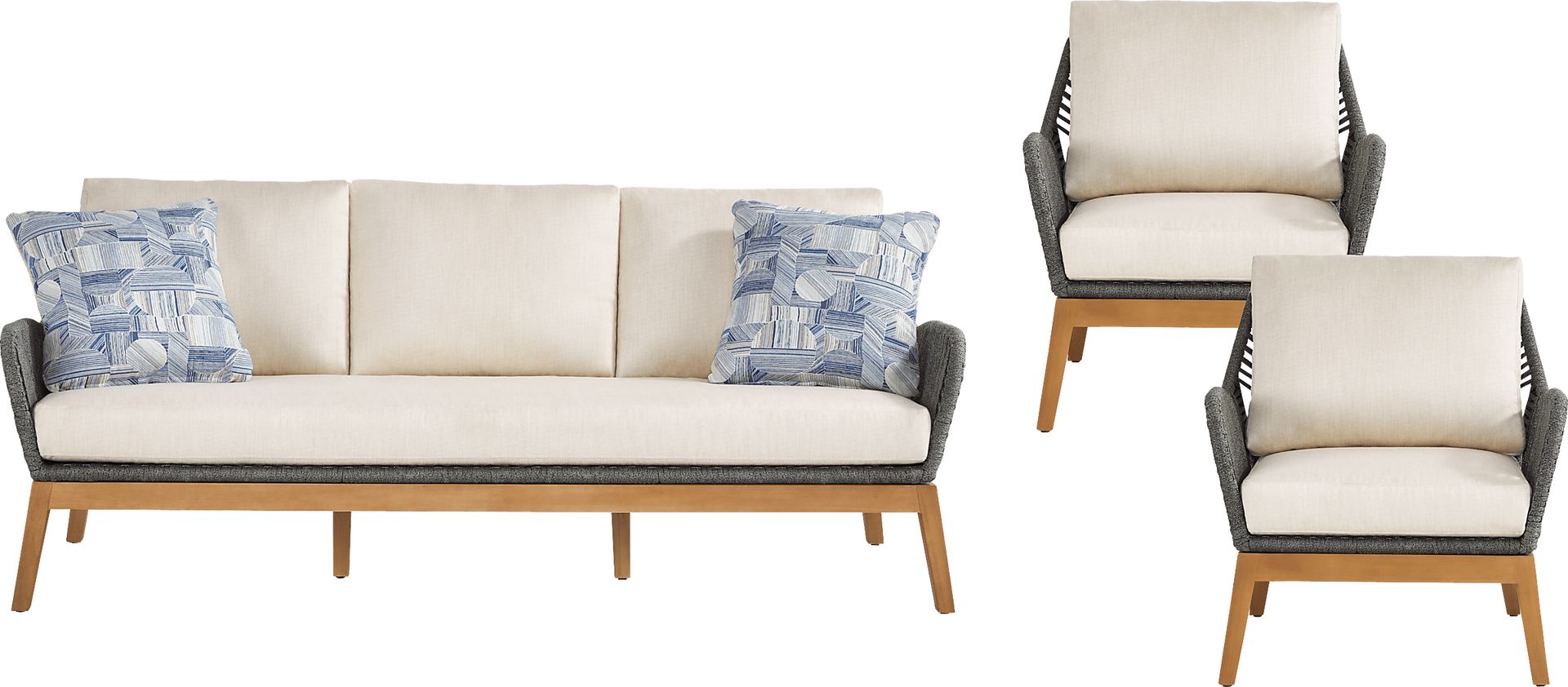 Tessere Gray 3 Pc Outdoor Seating Set - Image 1