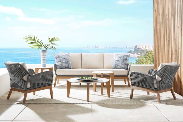 Tessere Gray 5 Pc Outdoor Seating Set - Thumbnail - Image 1