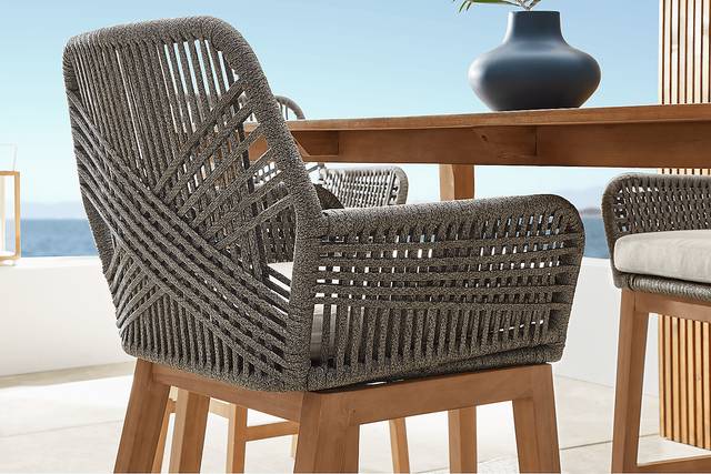 Tessere Natural 5 Pc Bar Height Outdoor Dining Set with Gray Barstools - Thumbnail - Image 9