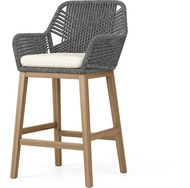 Tessere Natural 5 Pc Bar Height Outdoor Dining Set with Gray Barstools - Thumbnail - Image 6