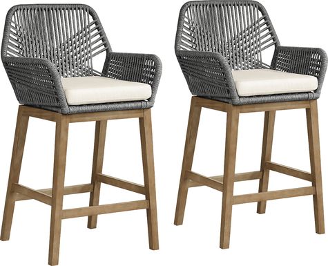 Tessere Gray Outdoor Barstool, Set of Two