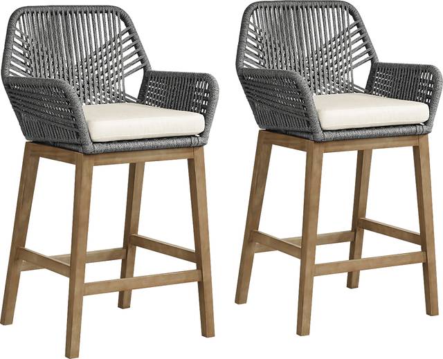 Tessere Gray Outdoor Barstool, Set of Two - Thumbnail - Image 1