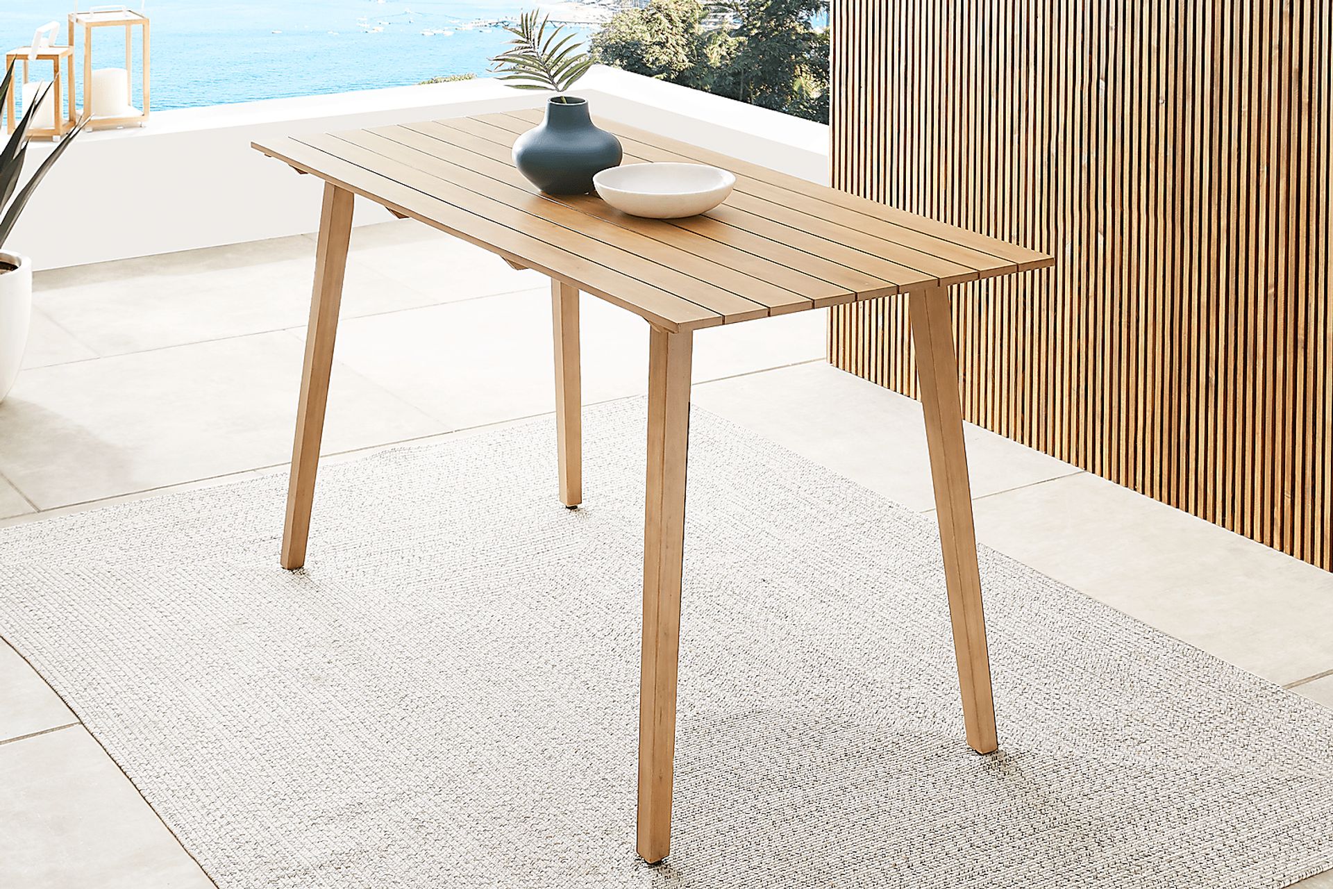 Tessere Natural 7 Pc Bar Height Outdoor Dining Set with Gray Barstools - Image 3