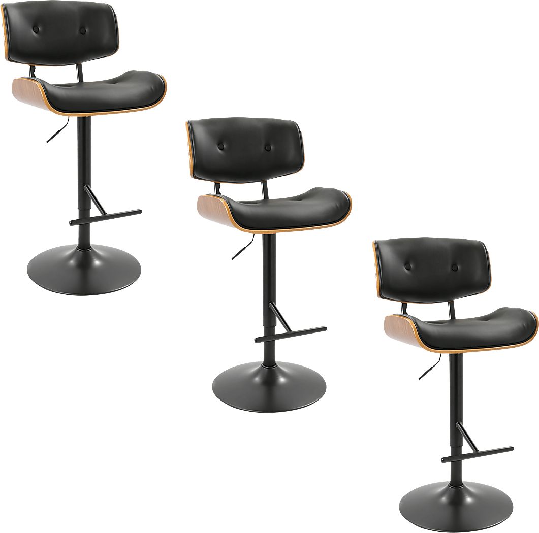 Tesshire Black Adjustable Swivel Barstool, Set of 3