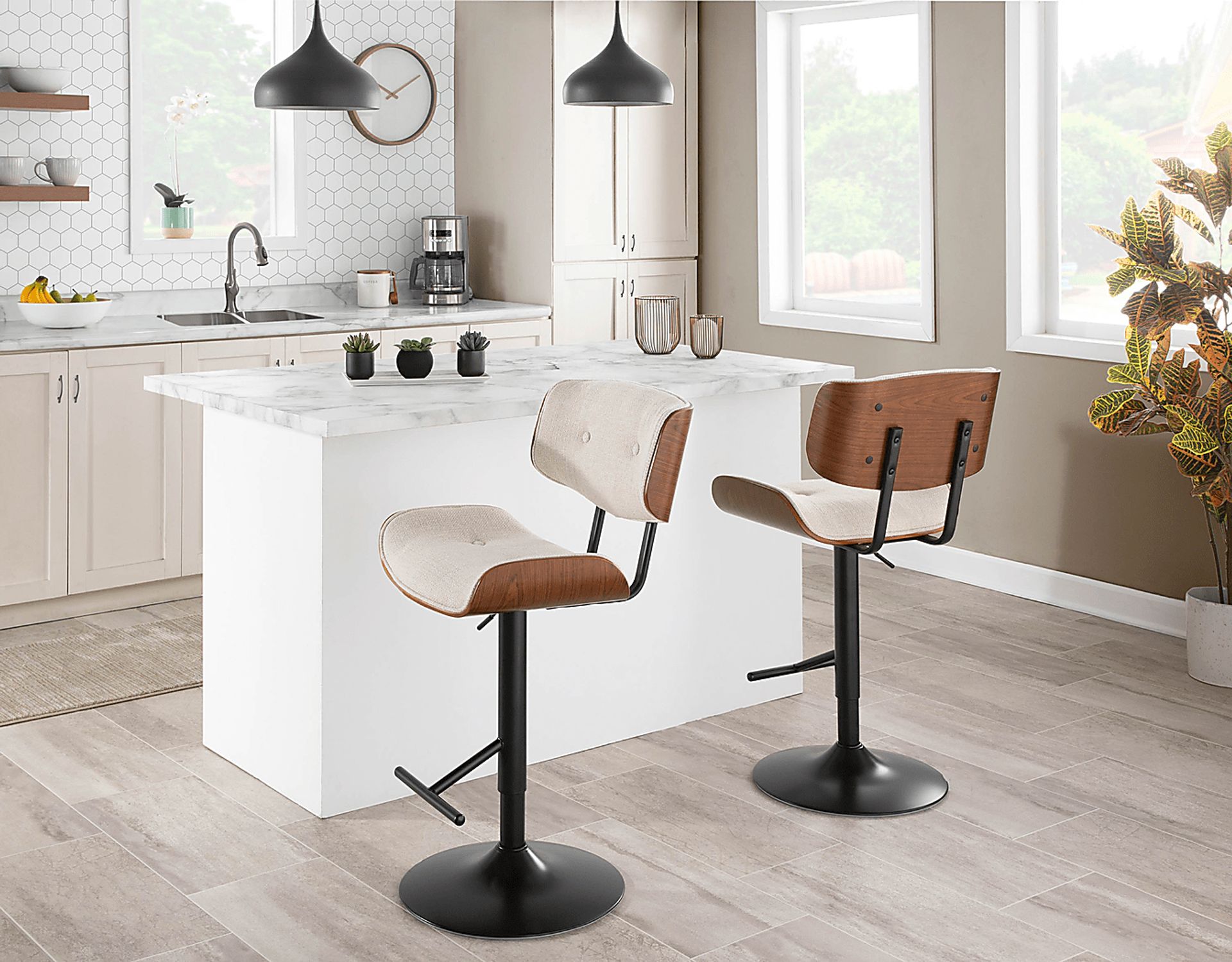 Tesshire Cream Adjustable Barstool, Set of 2 - Image 2