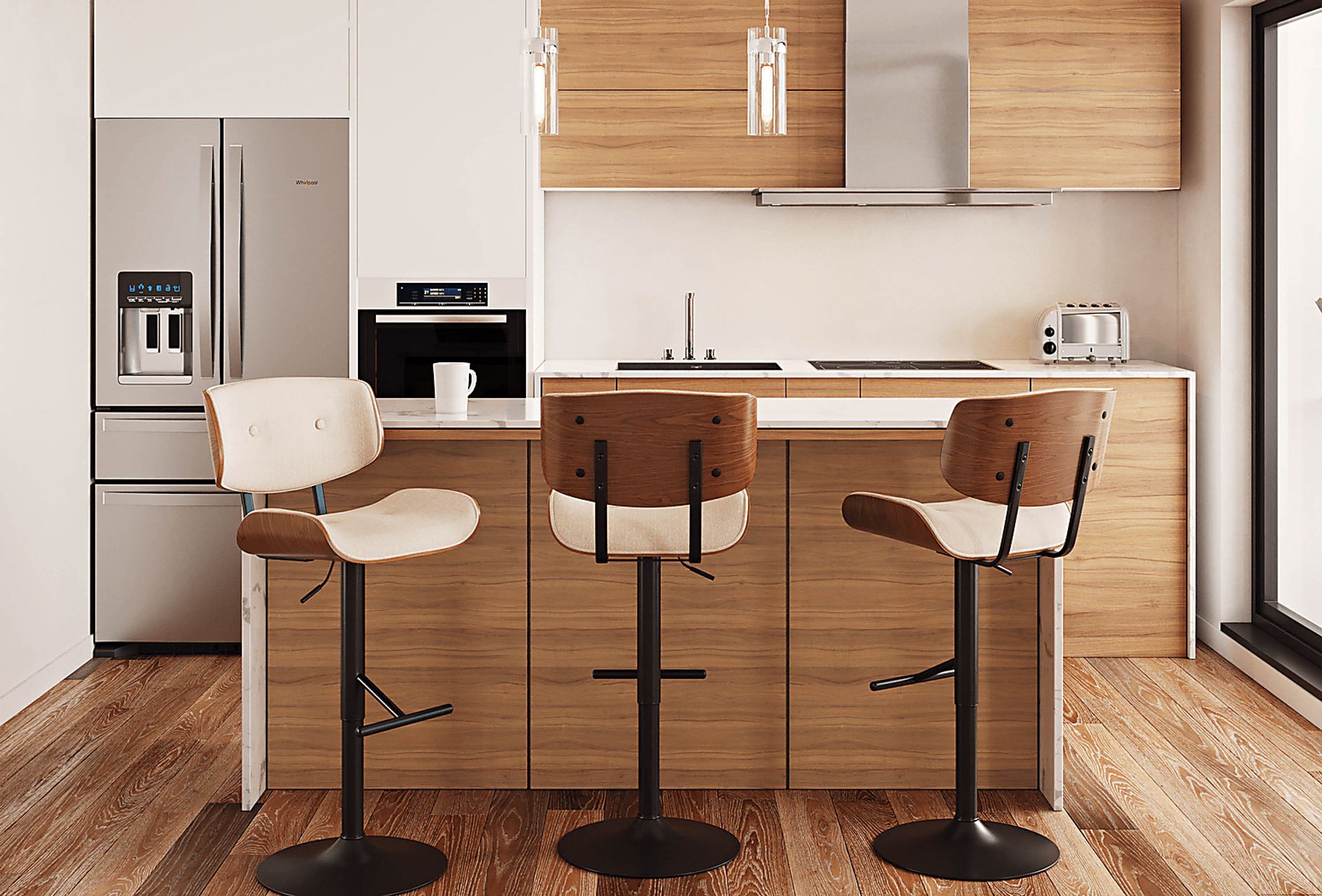 Tesshire Cream Adjustable Barstool, Set of 2 - Image 4