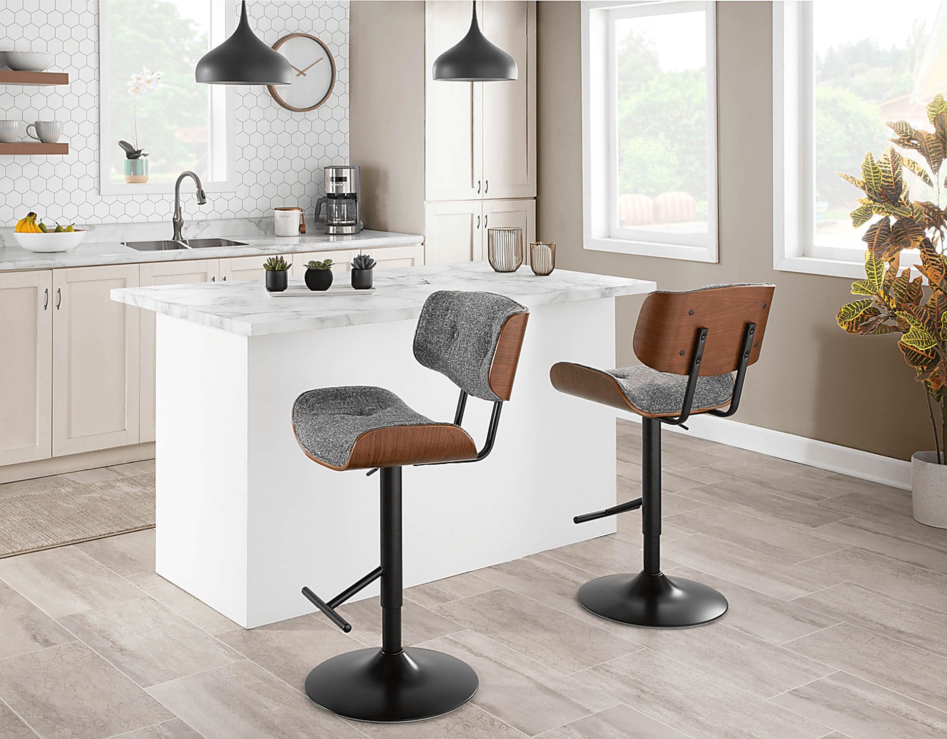 Tesshire Gray Adjustable Barstool, Set of 2 - Image 2