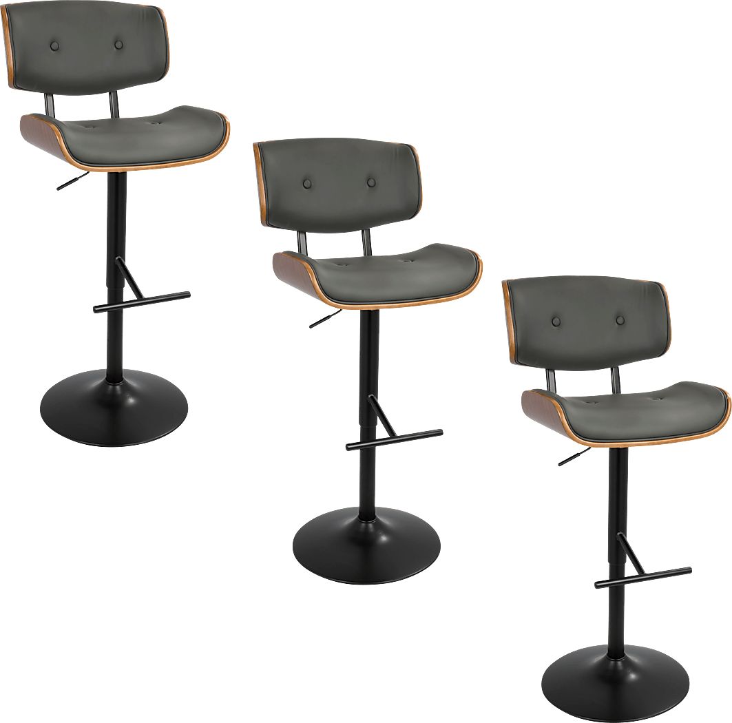 Tesshire Gray Adjustable Swivel Barstool, Set of 3