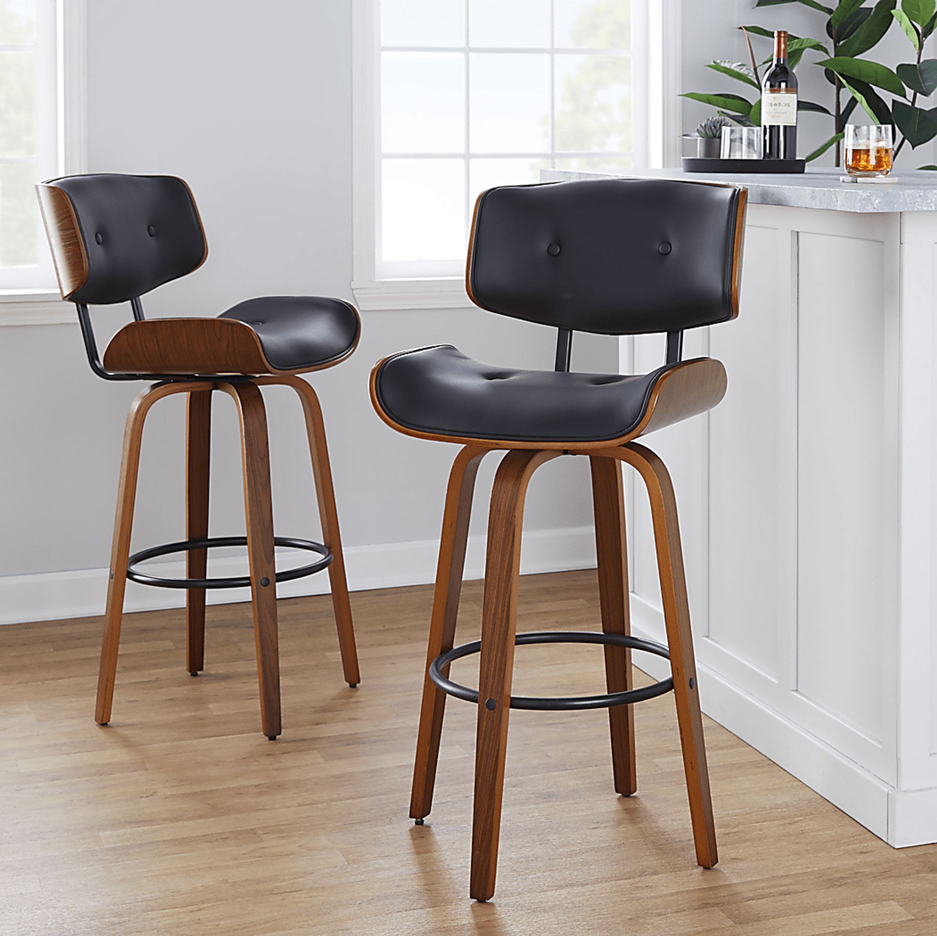 Tesshire II Black Swivel Barstool, Set of 2 - Image 5
