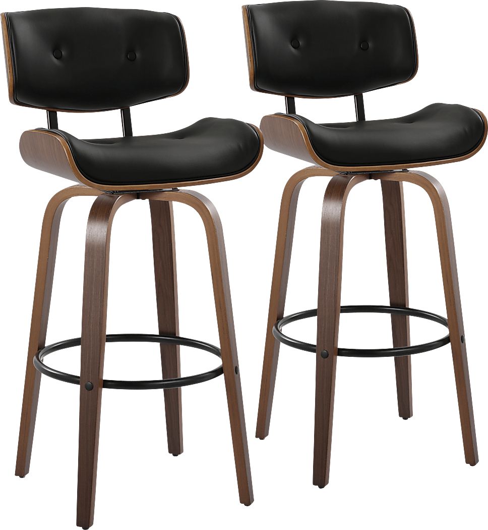 Tesshire II Black Swivel Barstool, Set of 2