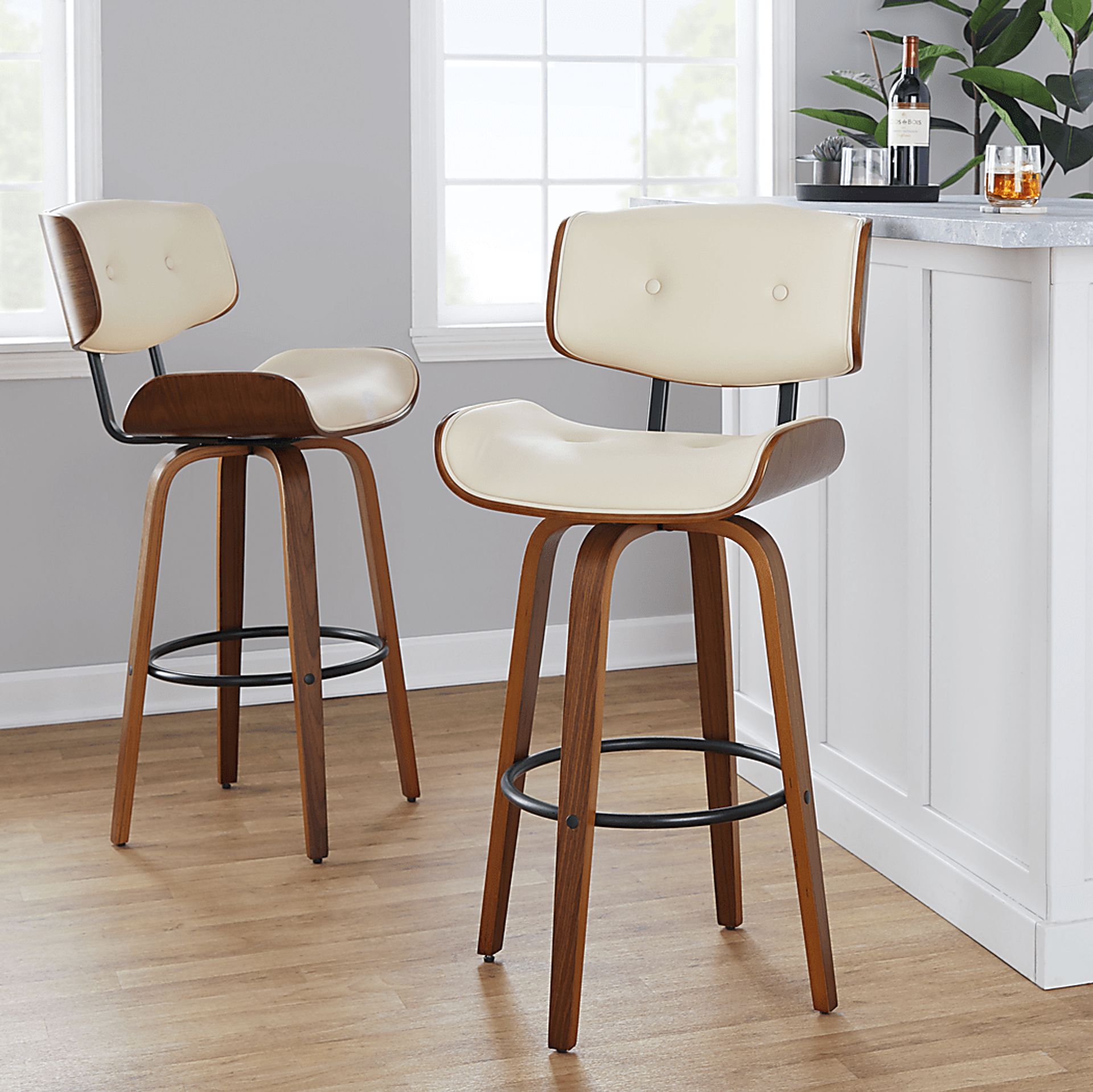 Tesshire II Cream Swivel Barstool, Set of 2 - Image 5
