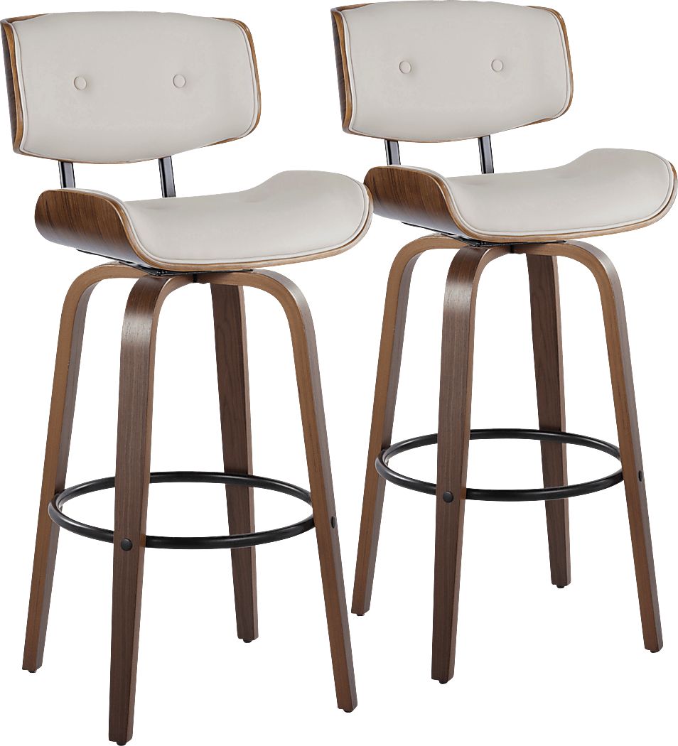 Tesshire II Cream Swivel Barstool, Set of 2