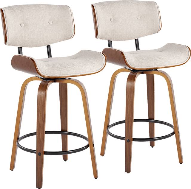 Tesshire II Cream Swivel Counter Height Stool, Set of 2 - Thumbnail - Image 1