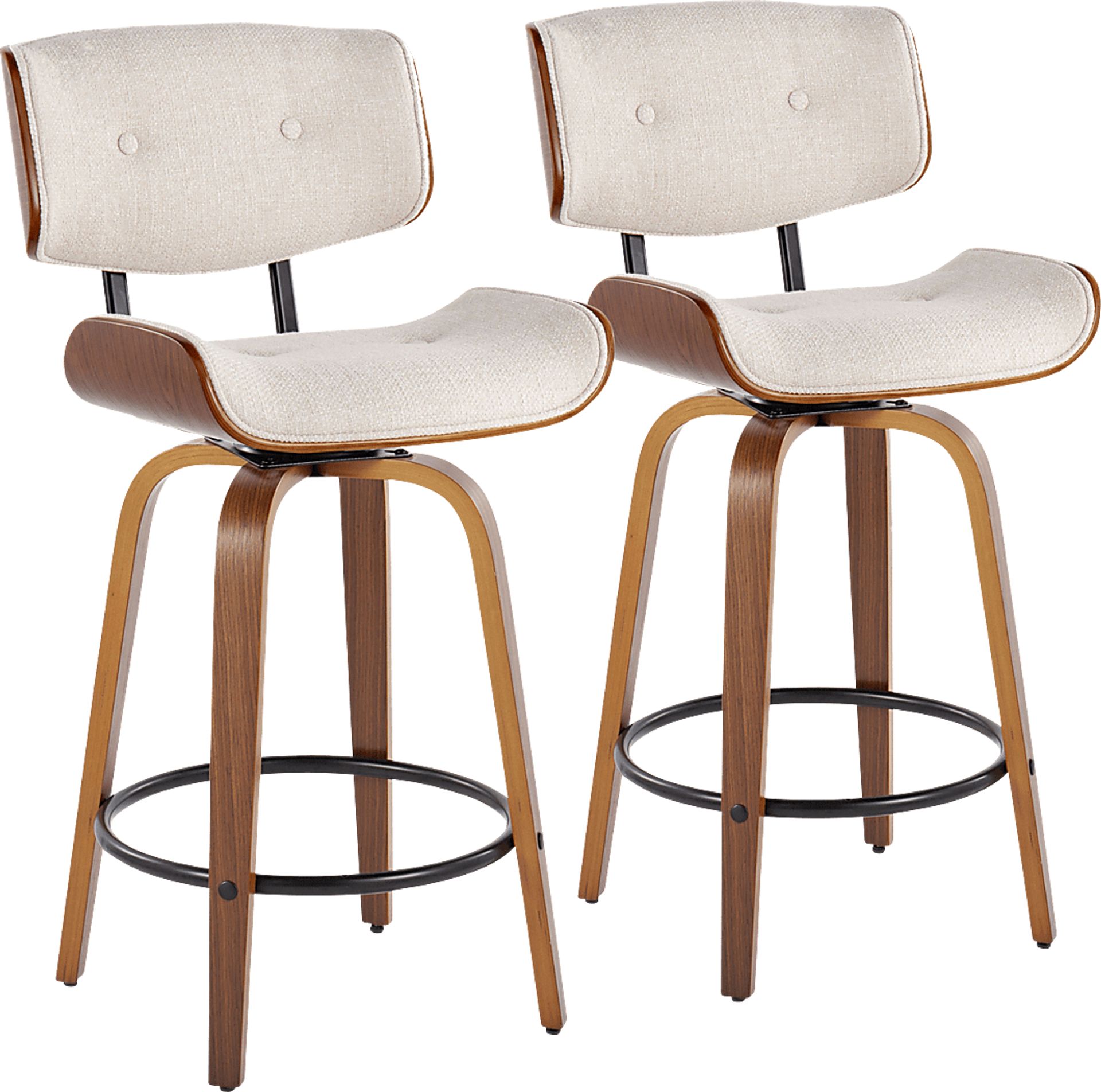 Tesshire II Cream Swivel Counter Height Stool, Set of 2 - Image 1