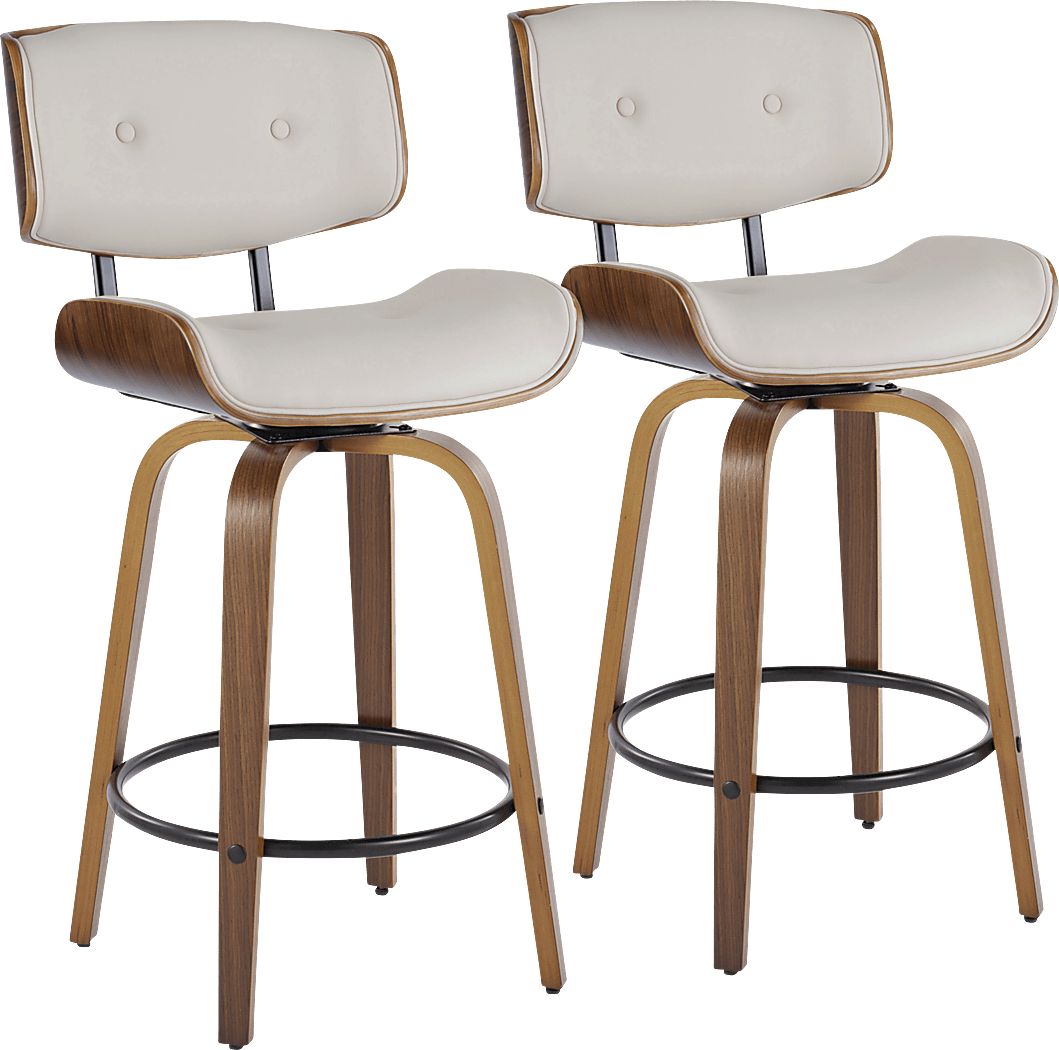 Tesshire II Cream Swivel Counter Height Stool, Set of 2