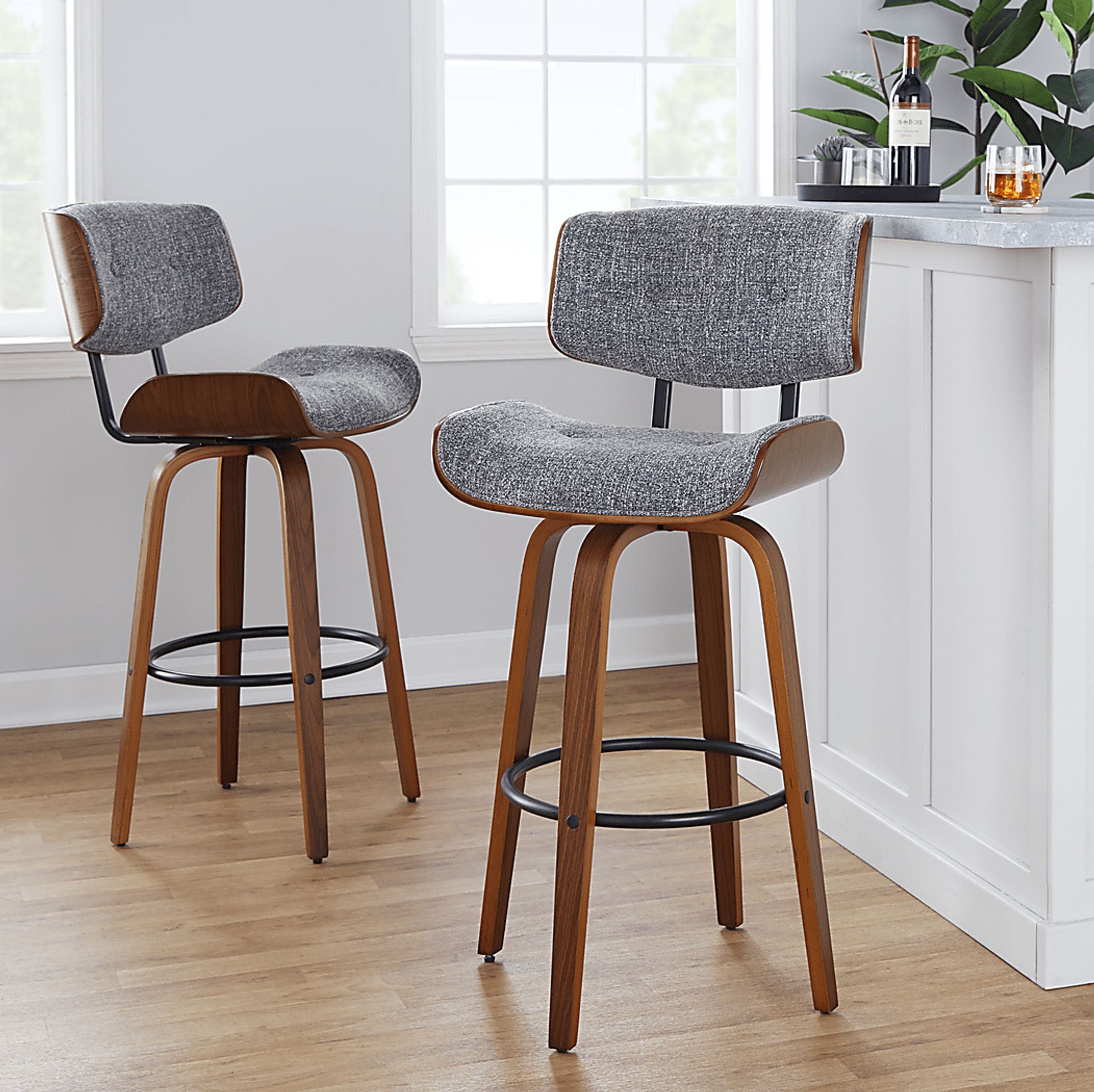 Tesshire II Gray Swivel Barstool, Set of 2 - Image 5