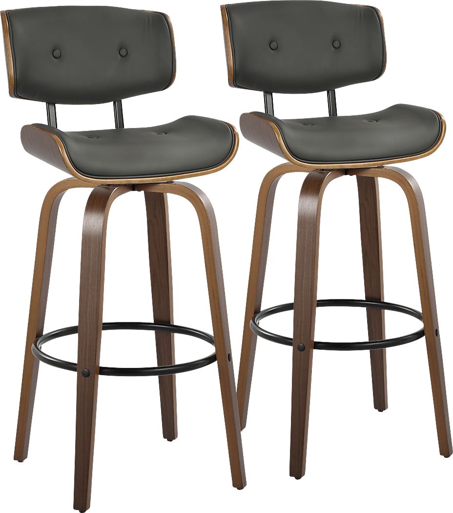 Tesshire II Charcoal Swivel Barstool, Set of 2