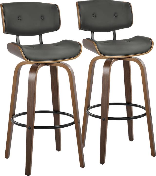 Tesshire II Charcoal Swivel Barstool, Set of 2 - Thumbnail - Image 1