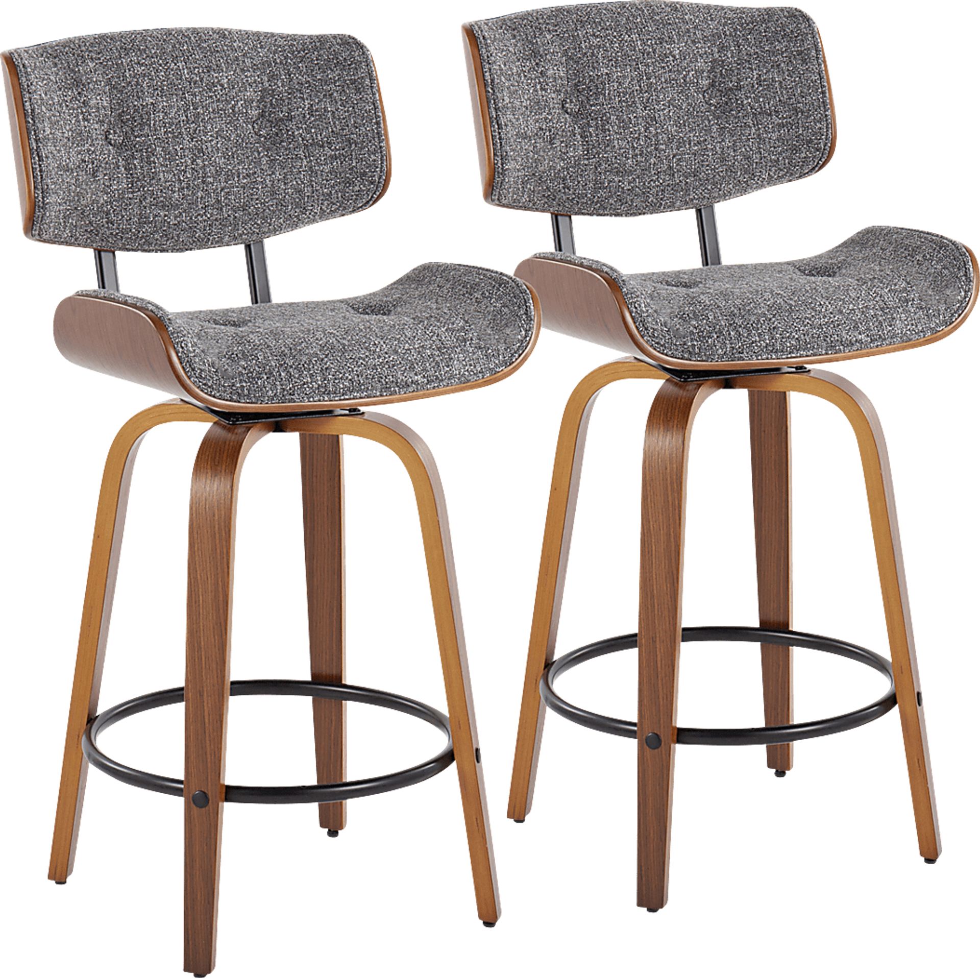 Tesshire II Gray Swivel Counter Height Stool, Set of 2 - Image 1