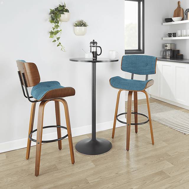 Tesshire II Teal Swivel Barstool, Set of 2 - Thumbnail - Image 2