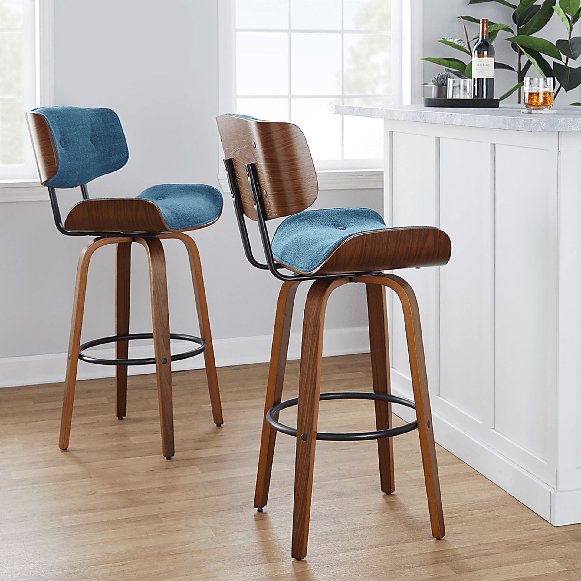 Tesshire II Teal Swivel Barstool, Set of 2 - Image 5